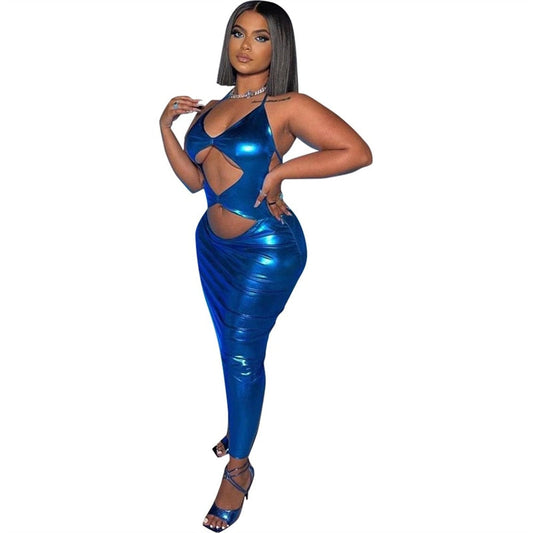 Levoire | Blauer Tom Taille Maxijekleid