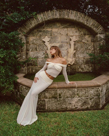 Levoire | Bustier Transparent Sans-Manches Ensemble Crop Et Jupe Longue