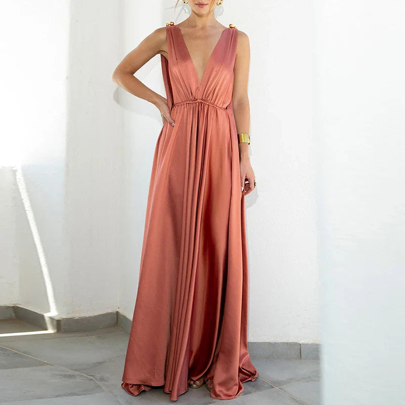 Levoire | Élégante Robe Maxi Boho Dos Nu À Décolleté En V