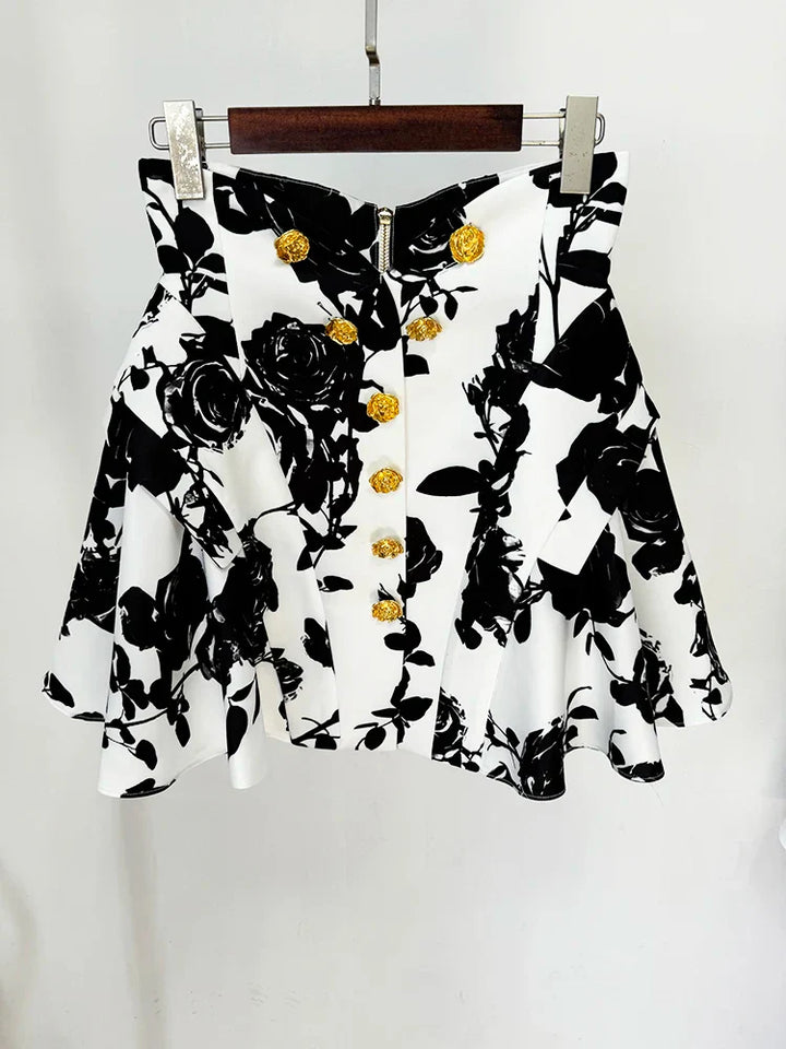 Levoire | Mini-Jupe Designer De Runway noir blanc