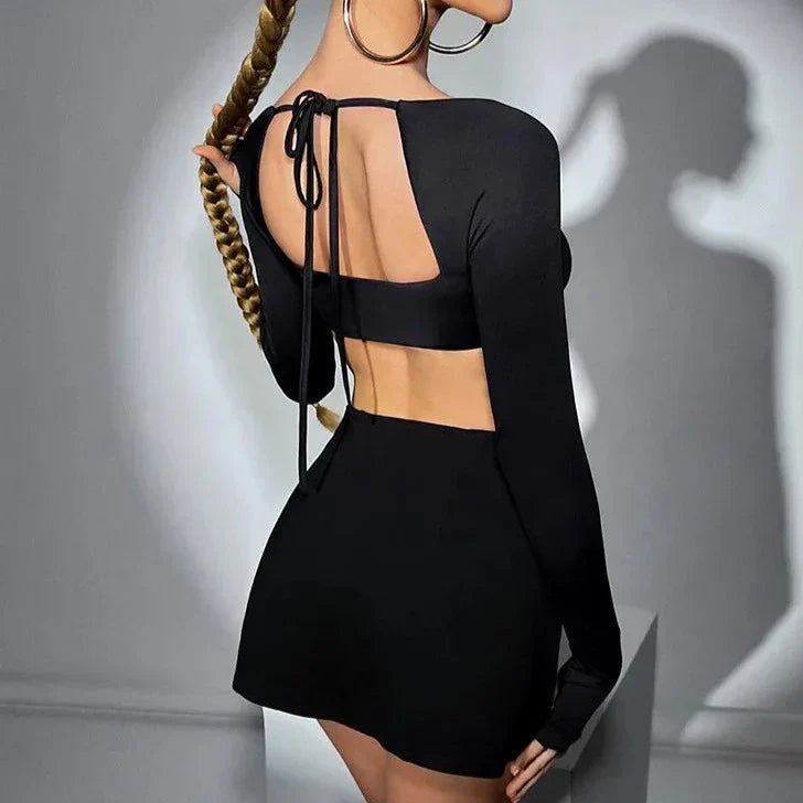 Levoire | Co Ord Top Court À Manches Longues Et Ensemble Jupe Fendue