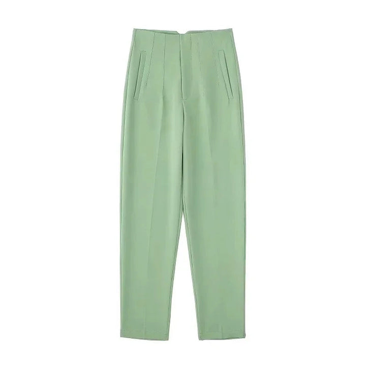 Levoire | Pantalons Formels Taille Haute Avec Une Coupe Slim Et Élégante Vert clair