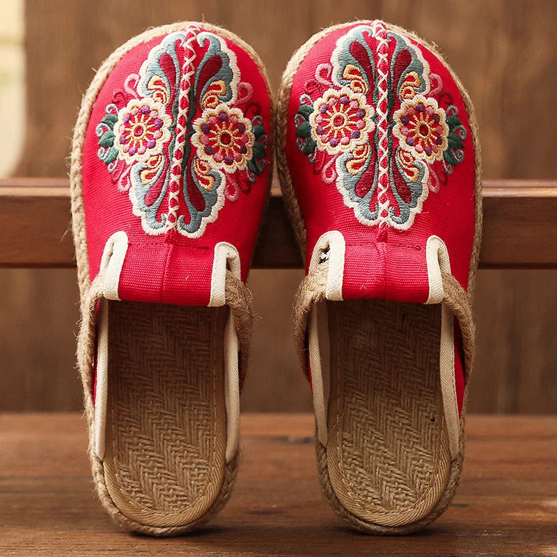 Levoire | Tissu Rentokangasta Chaussures Brodées Faites À La Main