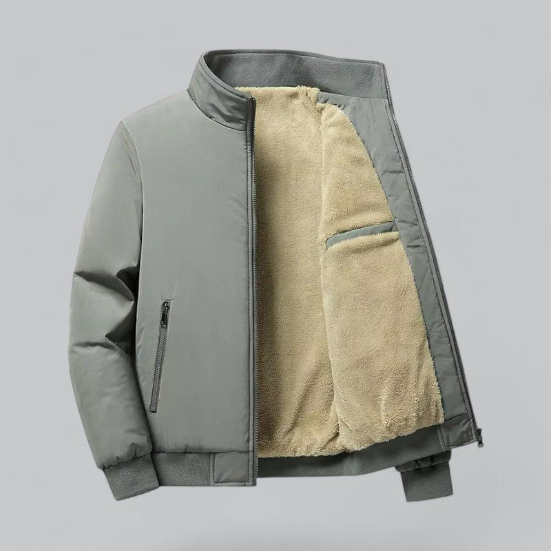 Levoire | Veste Longue Viscose Doublée Chaude À Glissière Gris