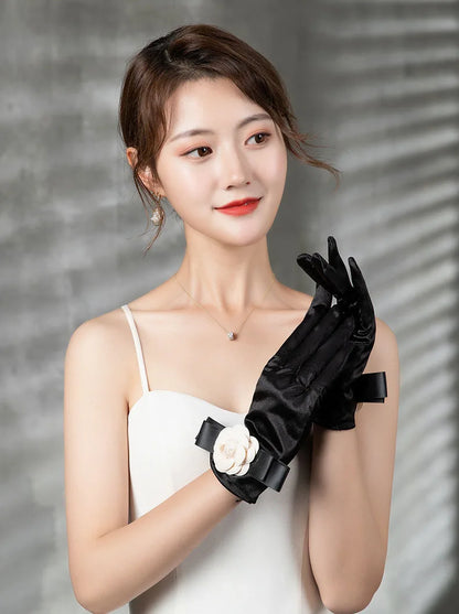 Levoire | Gants En Satin Noir Vintage Hepburn Pour Un Style Classique