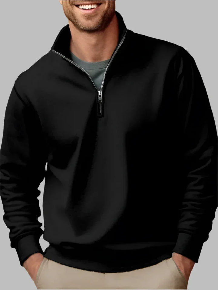 Levoire | Pull Masculin Décontracté Avec Zip Pour Le Temps Libre Noir