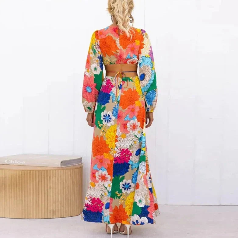 Levoire | Robe Maxi Fleurie Manches Bouffantes