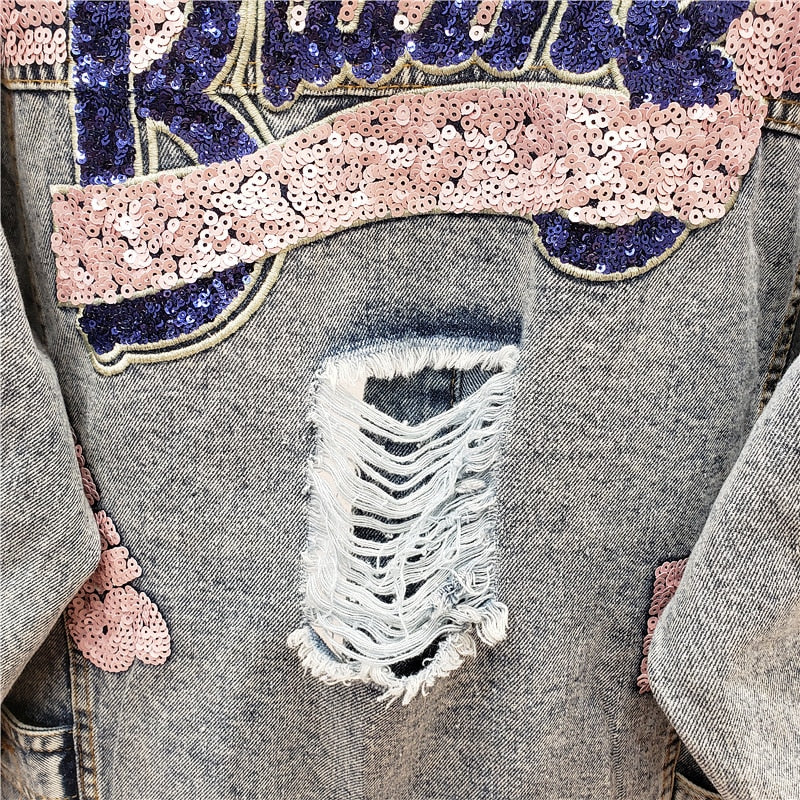 Levoire | Veste En Jean Avec Paillettes