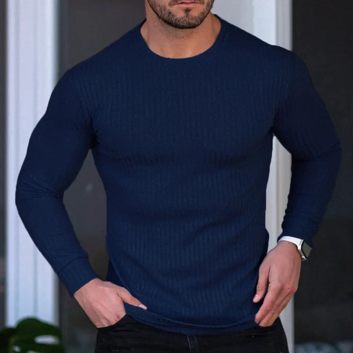 Levoire | Pull En Tricot Ajusté Avec Motif En Torsades Pour Hommes Bleu marine