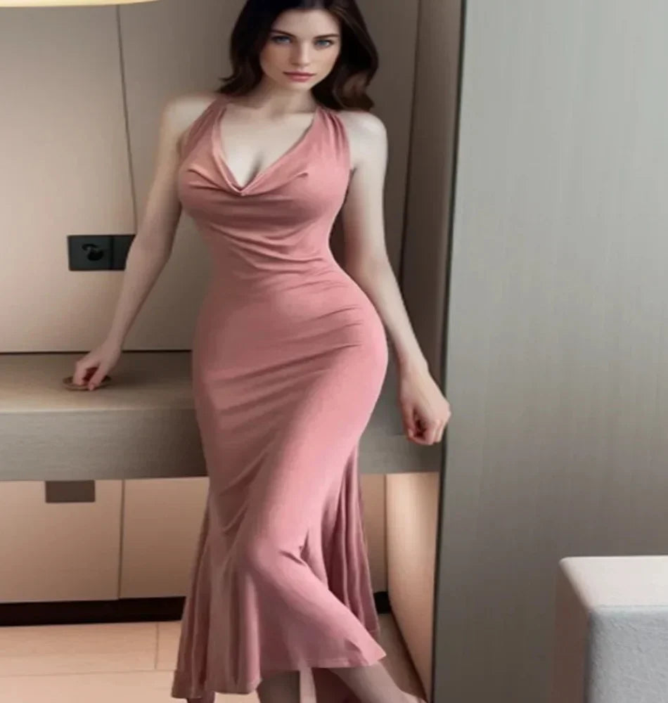 Levoire | Élégante Robe Sirène Grande Taille Rose