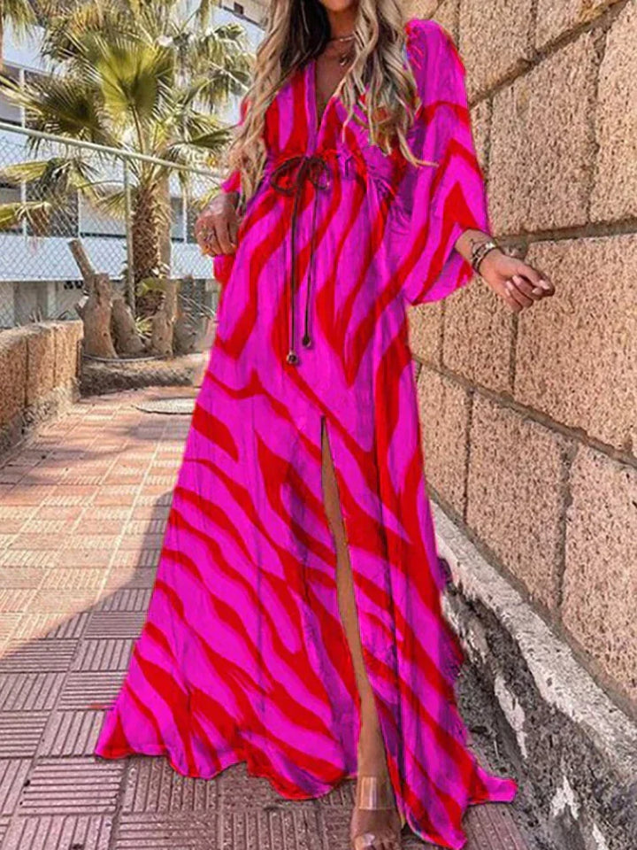 Levoire | Robe De Plage Imprimée Élégante Rose rouge