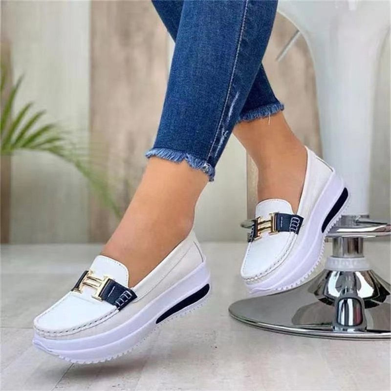 Levoire | Plateforme Baskets Femme Pour Un Confort À La Mode Blanc