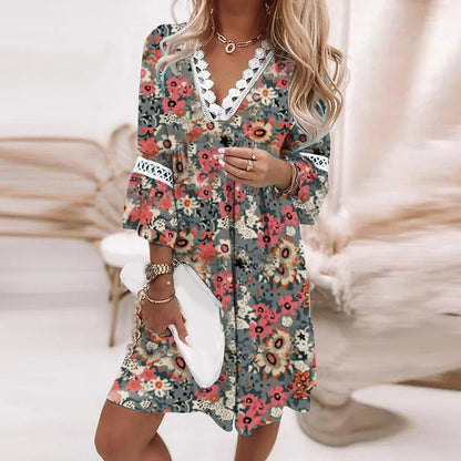 Levoire | Breezy Blooms Robe d'été pour femmes Gris