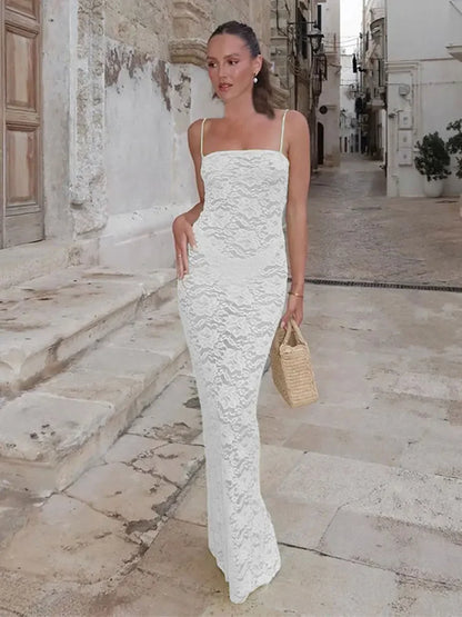 Levoire | Robes Maxi Transparentes Spitz À Épaules Dénudées Blanc