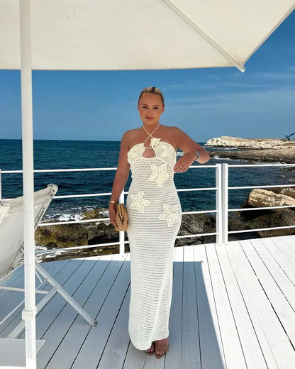 Levoire | Robe Maxi Dos Nu Au Crochet Blanc