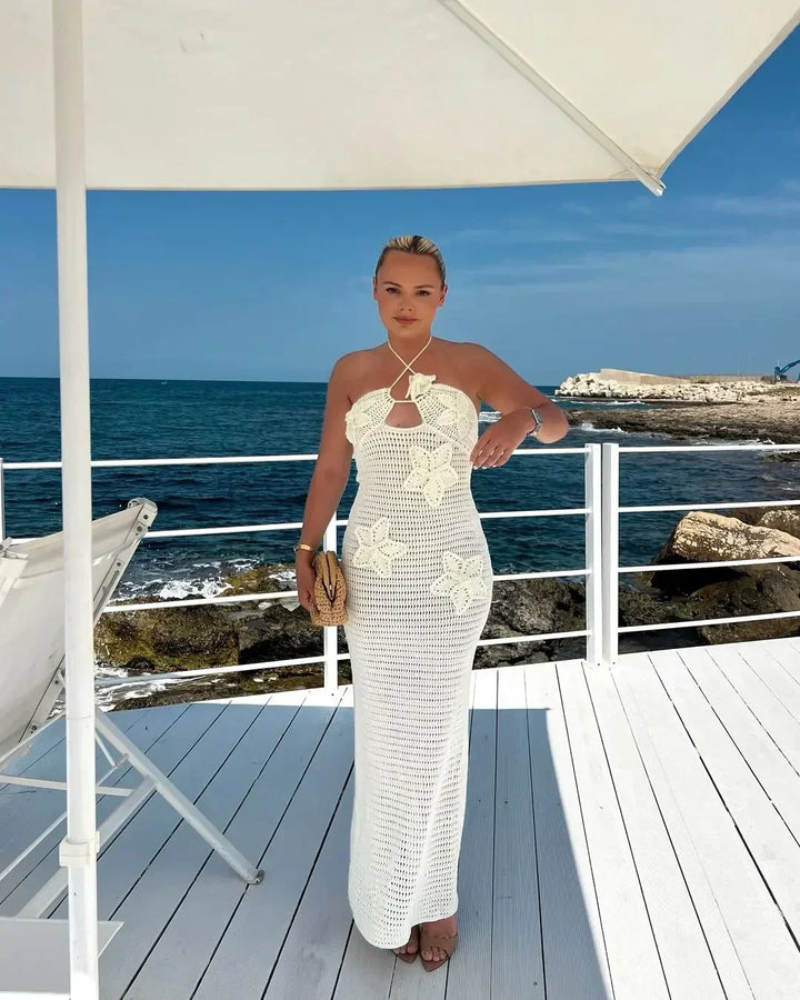 Levoire | Robe Maxi Dos Nu Au Crochet Blanc