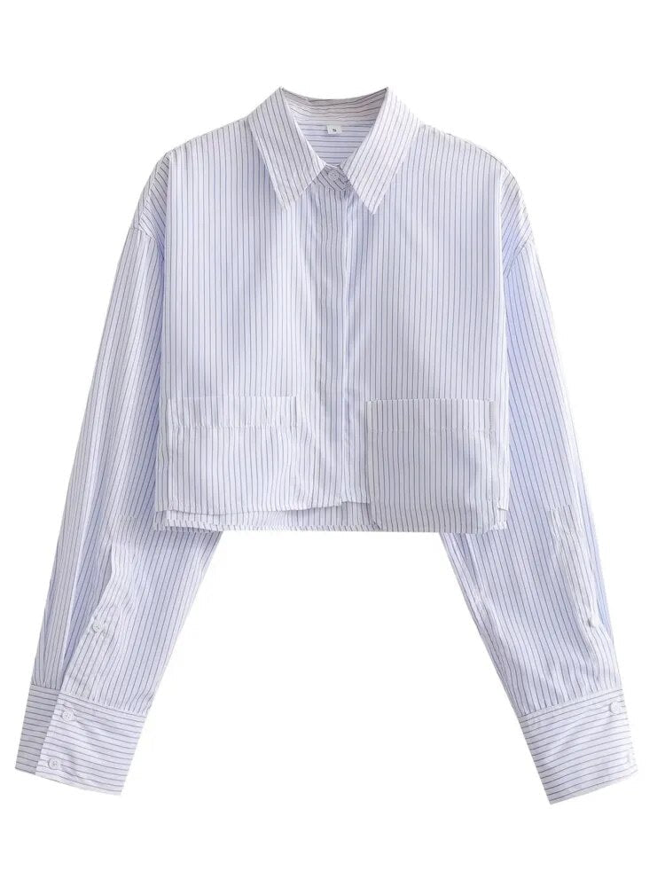 Levoire | Chemisier Court Grande Taille Rayures Blanches