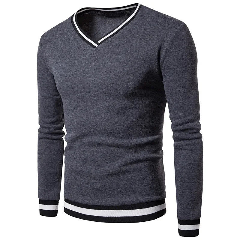 Levoire | Pull En Tricot Décontracté Avec Décolleté En V Pour Hommes Gris foncé