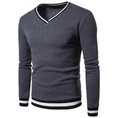 Levoire | Pull En Tricot Décontracté Avec Décolleté En V Pour Hommes Gris foncé