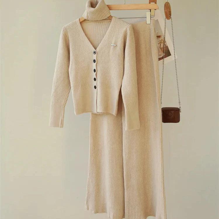 Levoire | Écharpe En Cachemire Prête Pour Le Bureau Et Pantalon Taille Haute Dans L'Ensemble Assorti Beige Une taille