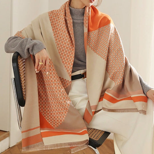 Levoire | Écharpe Douce et Confortable avec de Beaux Motifs Ihana saumon