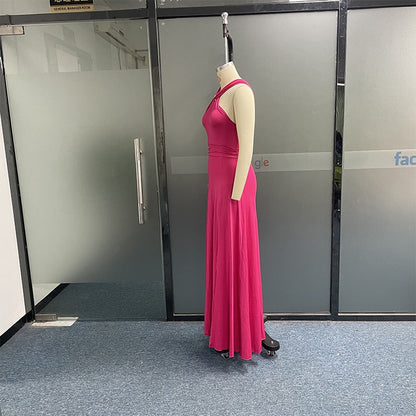 Levoire | Rose Clair Halterneck Off-Shoulder Robe Maxi High