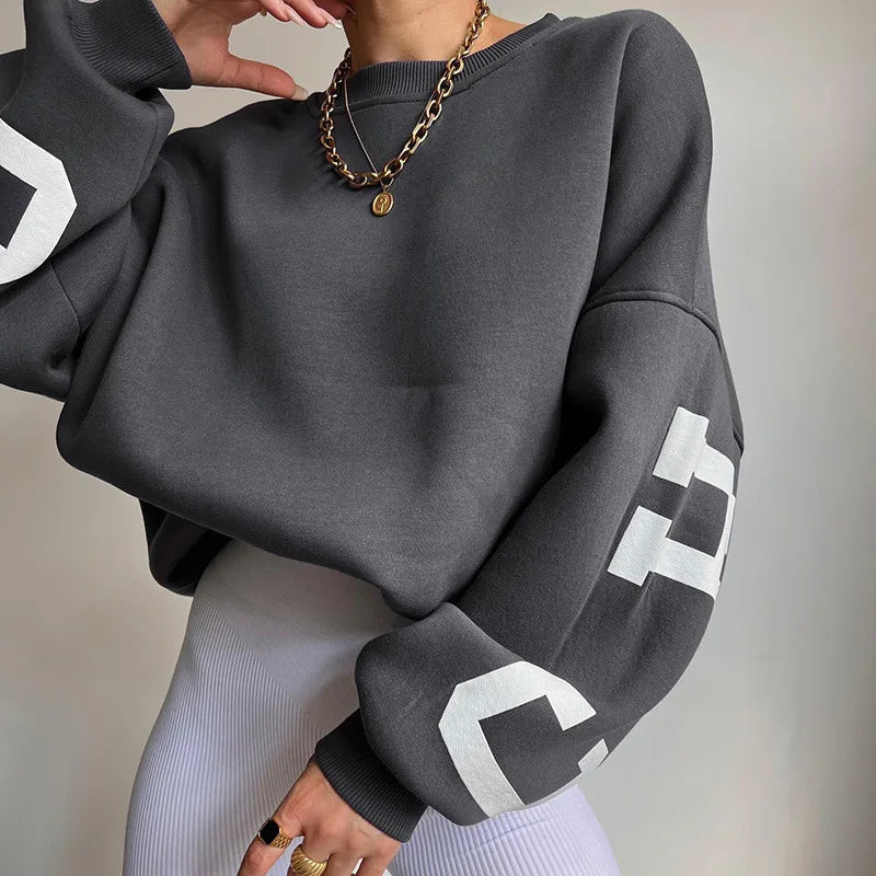 Levoire | Sweat-shirt Oversize Élégant Pour Femme Gris