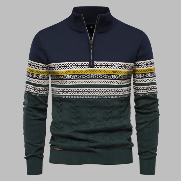 Levoire | Pull Pour Hommes Avec Motif En Tricot Rayé Bleu marine