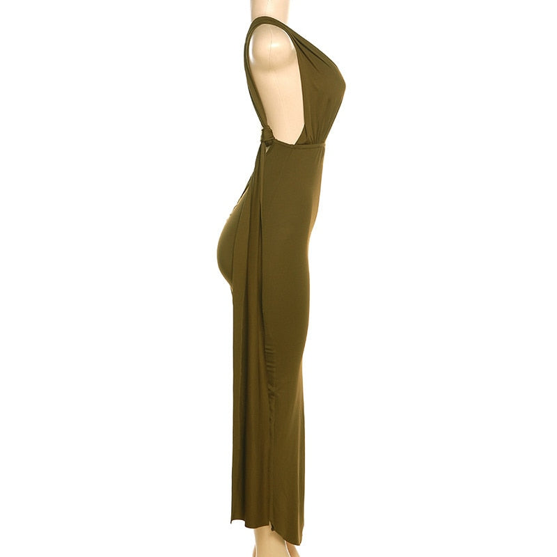 Levoire | Dyp V-Décolleté Dos Nu Sans Bretelles Maxi Robe