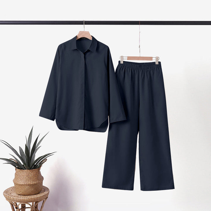 Levoire | Chemise À Manches Longues Et Pantalon Pour Femmes Bleu foncé