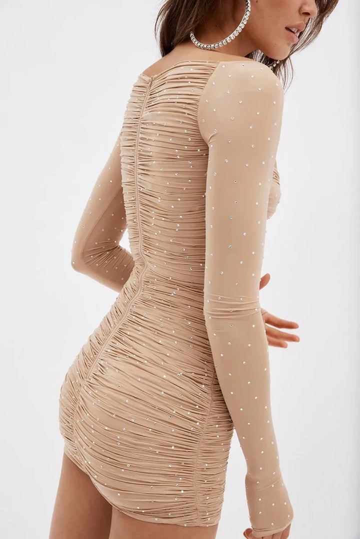 Levoire | Robe Mini En Mesh Scintillant Avec Volants Et Manches