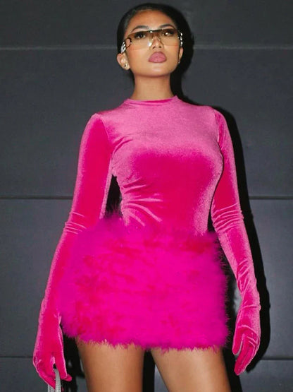 Levoire | Velours Manches Longues Gants Simples Rosenrot