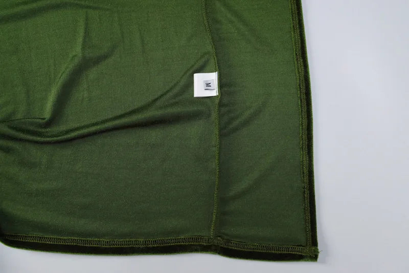 Levoire | Robe Maxi En Velours Vert Avec Cordon Au Dos