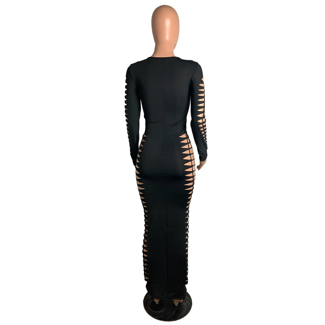 Levoire | Robe Maxi Bodysuit À Manches Longues Avec Longueur Sur Le Côté