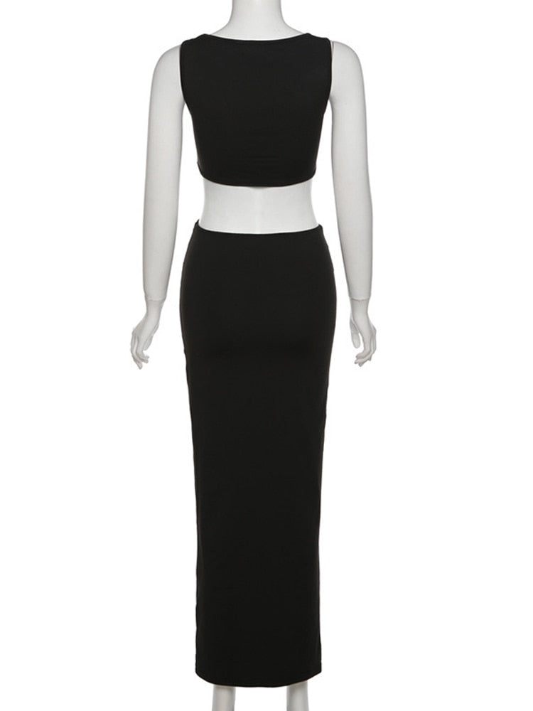 Levoire | Holtiton Sans Épaules Crop Top & Holtiton Jupe Maxi Ensemble