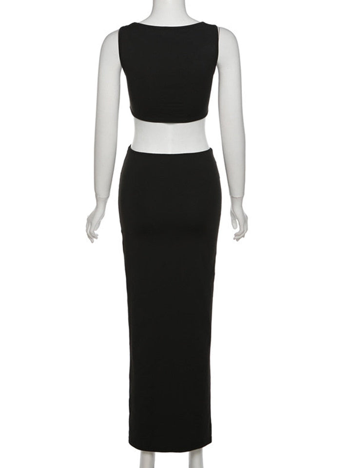 Levoire | Holtiton Sans Épaules Crop Top & Holtiton Jupe Maxi Ensemble