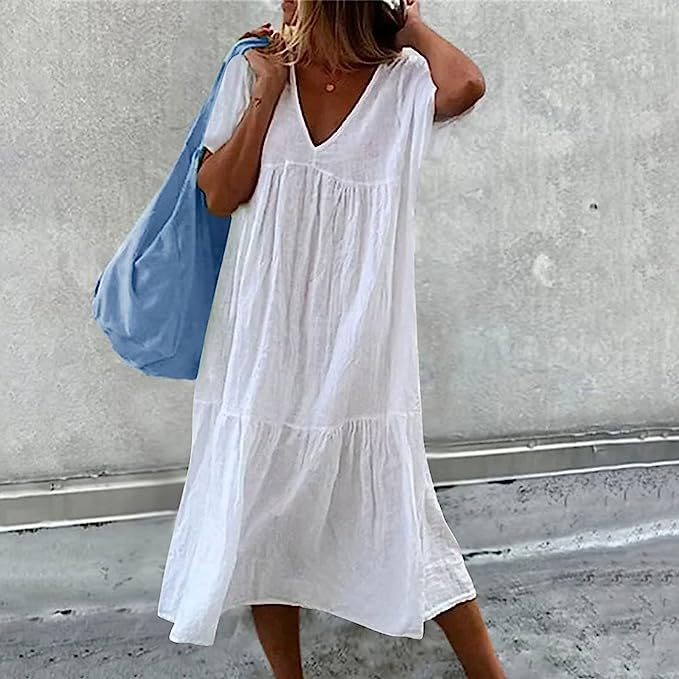 Levoire | Robe Simple Avec Volants Blanc