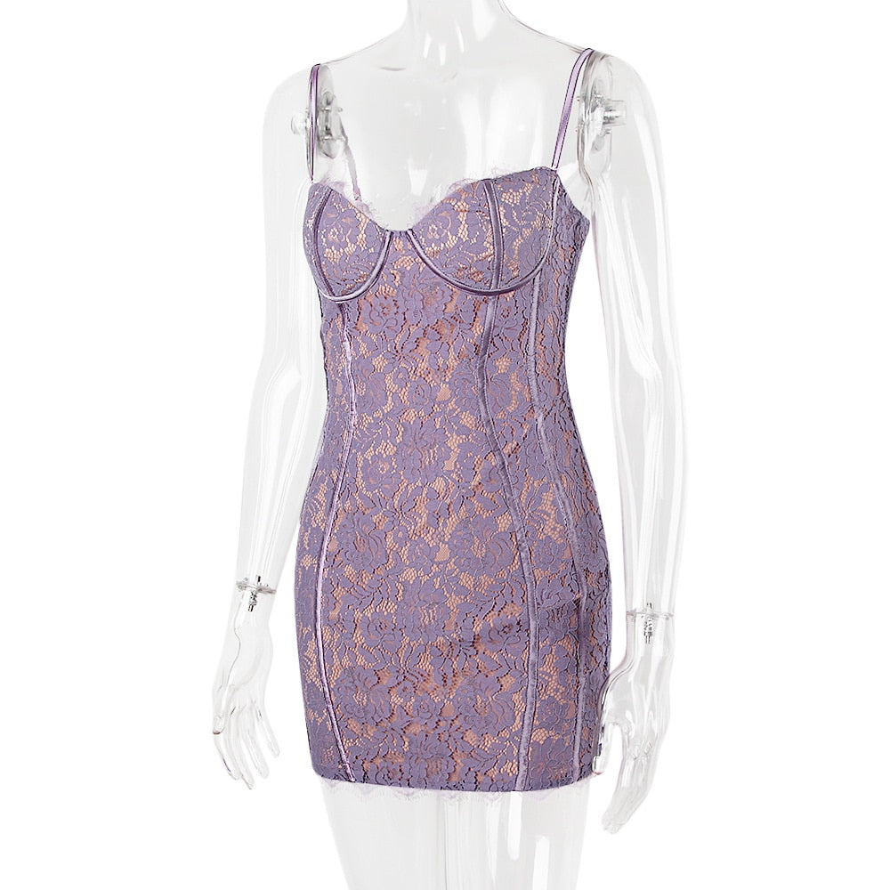 Levoire | Robe Mini Sans Manches Lilas Blondes Dos Nu
