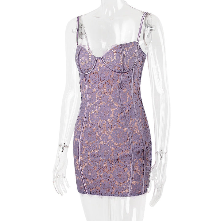 Levoire | Robe Mini Sans Manches Lilas Blondes Dos Nu