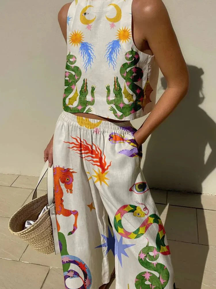 Levoire | Ensemble Coloré En Coton Pour Femmes Blanc