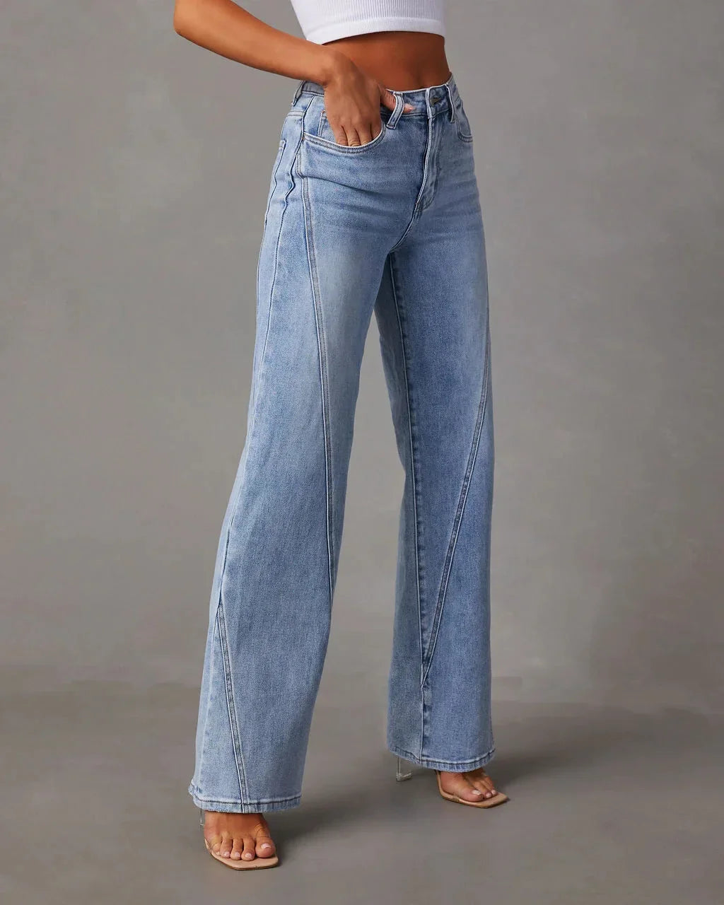 Levoire | Jean Dames Patchwork À Coupe Décontractée Et Ajustée Avec Jambe Large