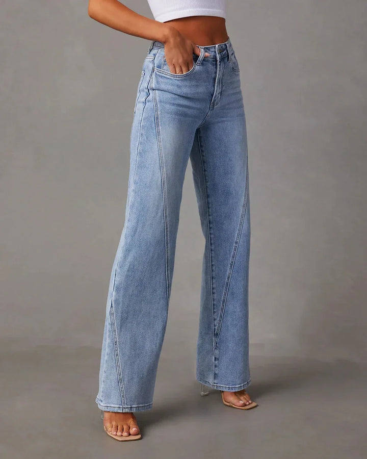 Levoire | Jean Dames Patchwork À Coupe Décontractée Et Ajustée Avec Jambe Large