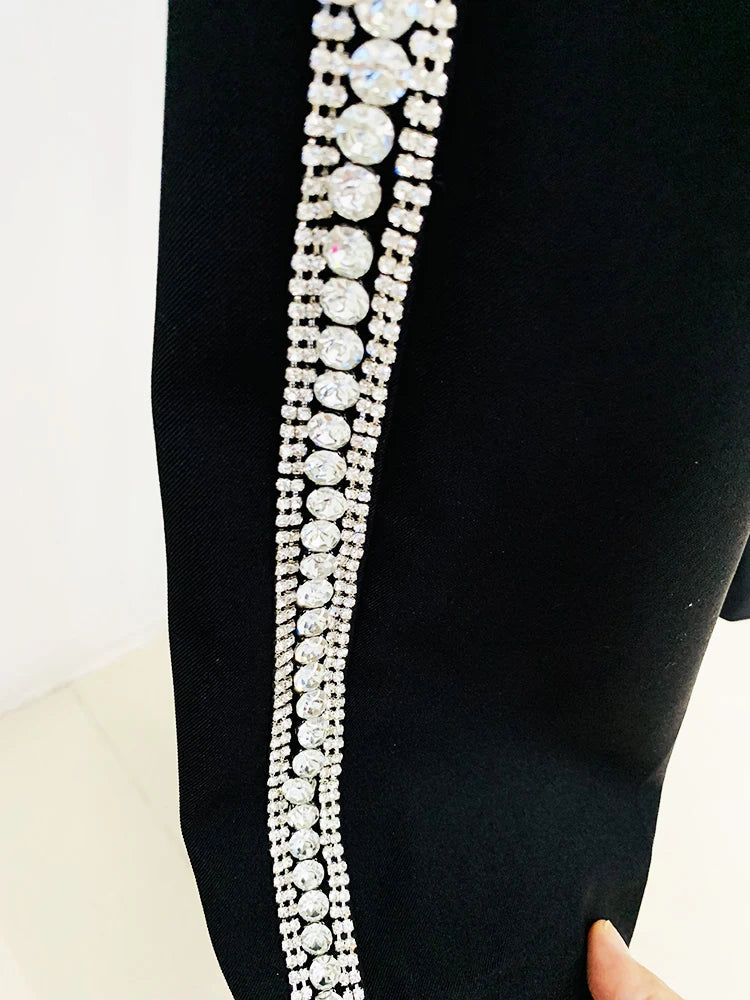 Levoire | Veste De Designer Diamants Cristal Perles Blazer Droite Pantalon