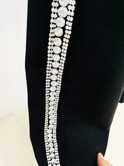 Levoire | Veste De Designer Diamants Cristal Perles Blazer Droite Pantalon