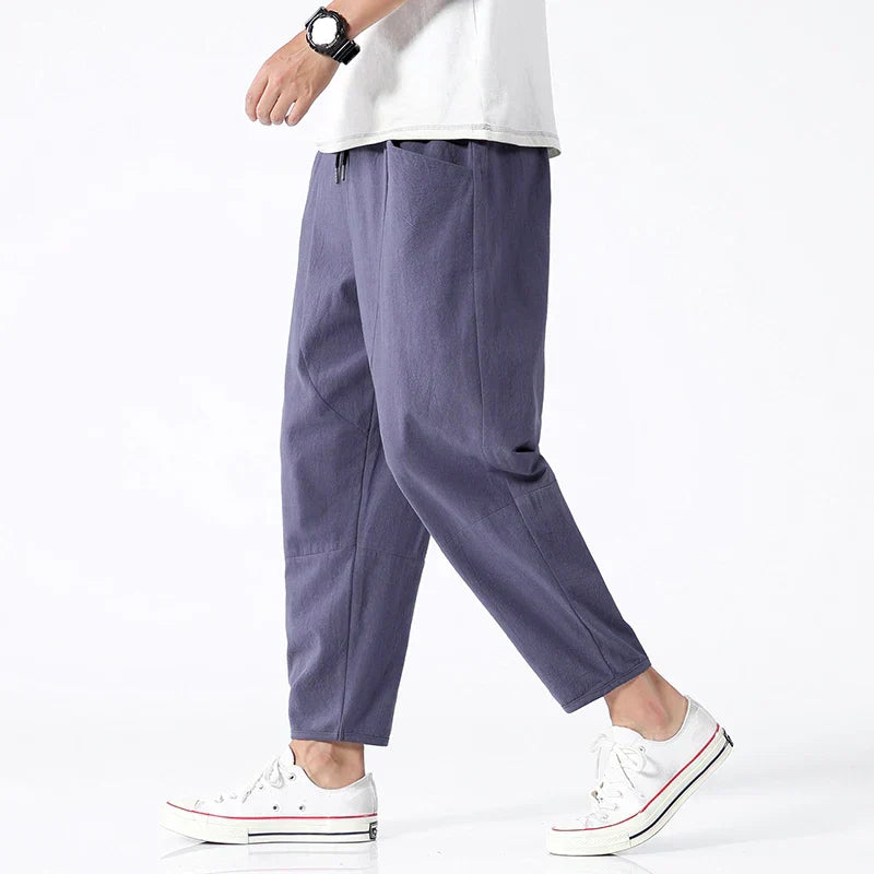 Levoire | Pantalons en lin confortables Gris bleu