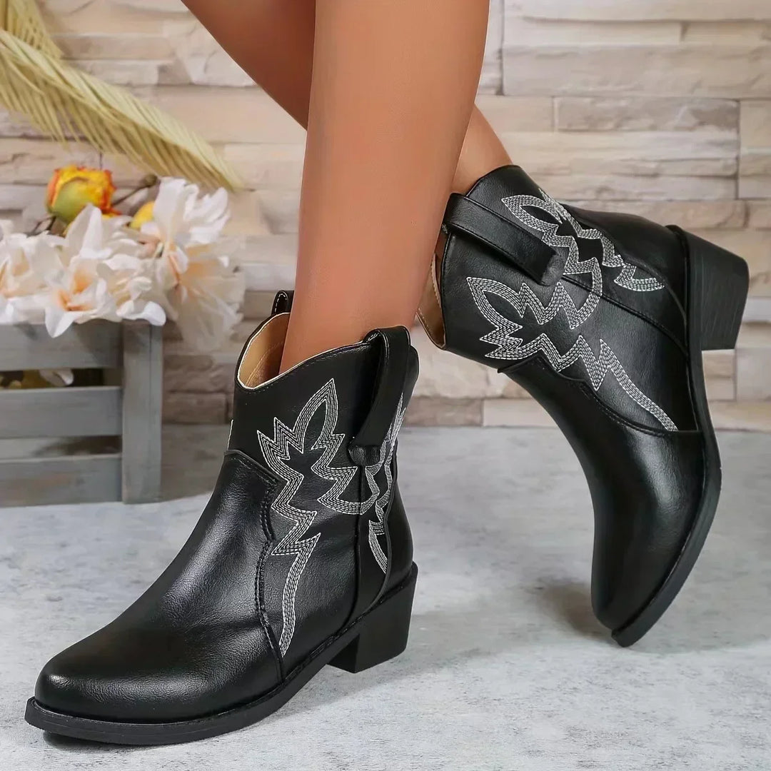 Levoire | Boots Rétro En Cuir Synthétique Pour Femmes Noir