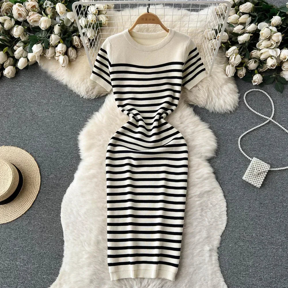 Levoire | Tricot Rayé Robe De Plage Blanc Une taille