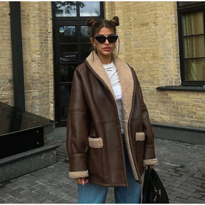 Levoire blouson en cuir avec fourrure