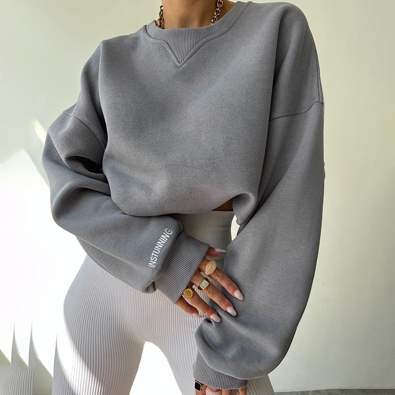 Levoire | Sweat-shirt long à col rond surdimensionné Gris
