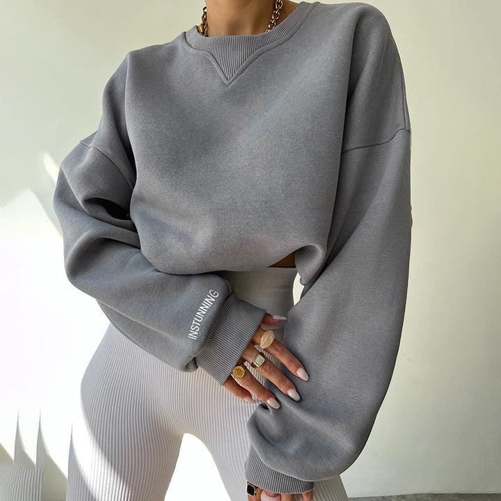 Levoire | Sweat-shirt long à col rond surdimensionné Gris